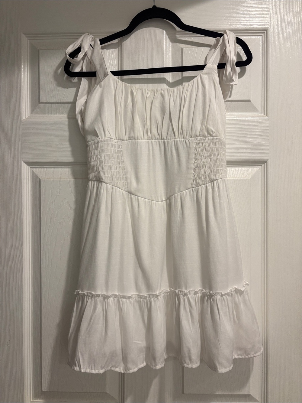 White Tie-Shoulder Sundress